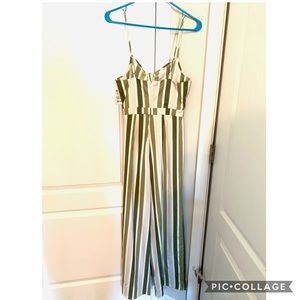 Striped greens and beige jumpsuit